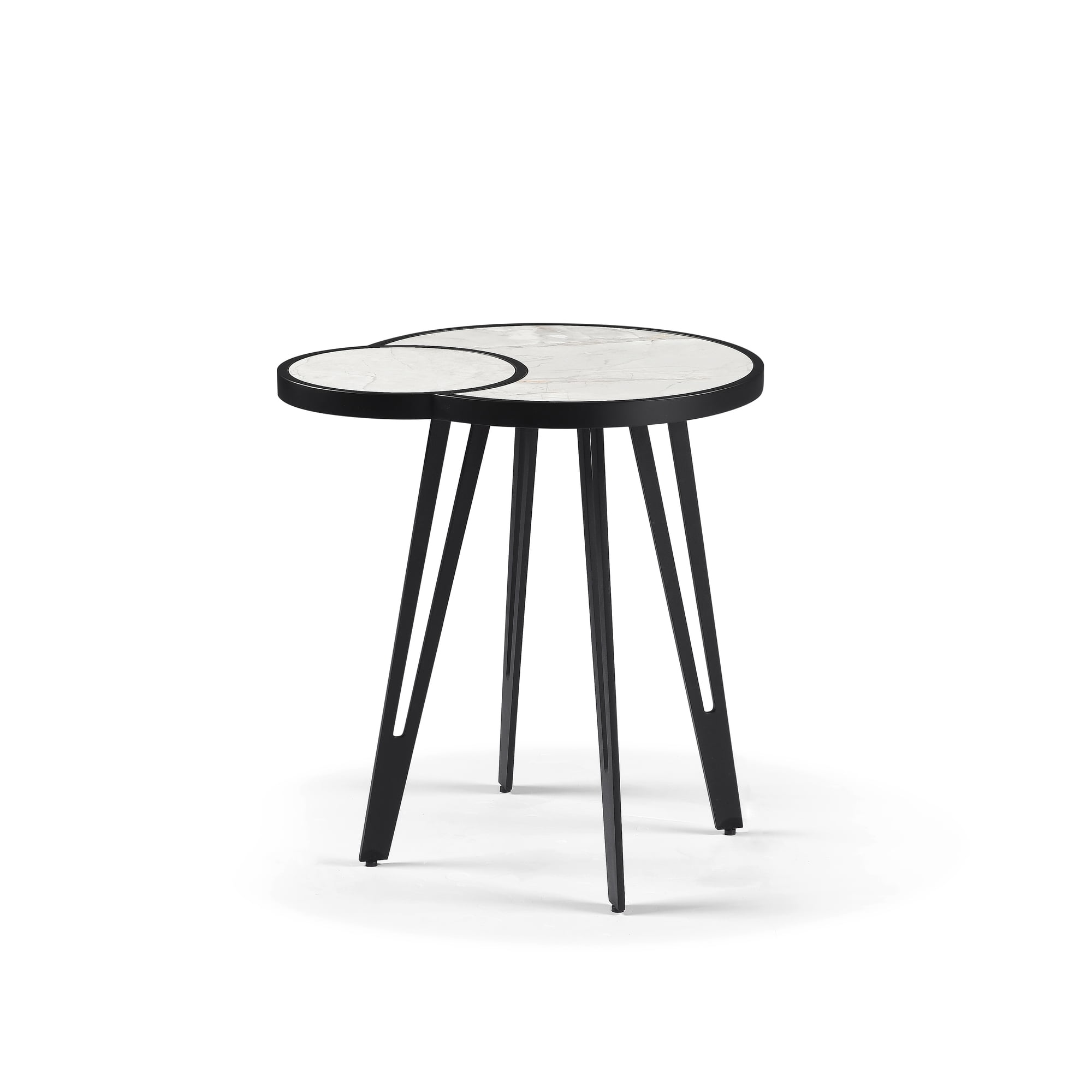 Banks Contemporary Modern Oval White Coffee Table Set with Sintered Stone Top - Set of 2