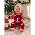thumbnail image 6 of RUINIXCW Newborn Baby Boy Girl My First Christmas Outfit Infant Fall Winter Clothes Stripe Long Sleeve Romper Embroidery Velvet Overalls Pants Set, 6 of 10