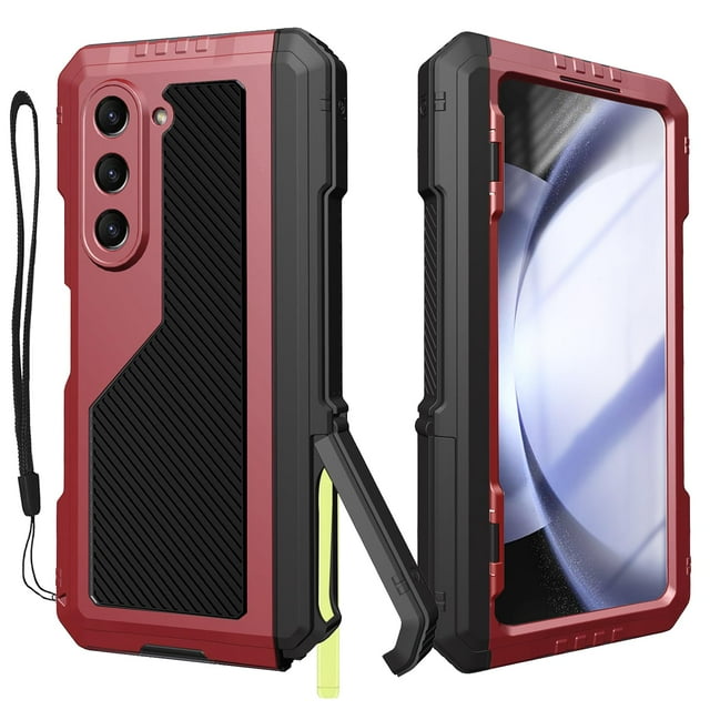 Funda metálica YQODSZ para Samsung Galaxy Z Fold 5 5G, color rojo