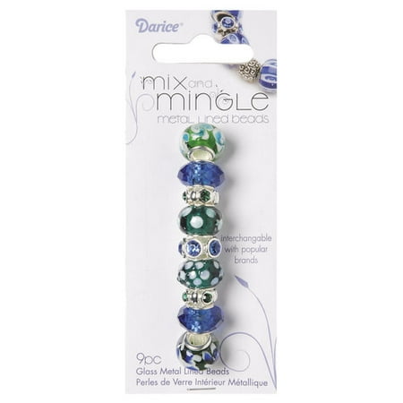 Mix and Mingle Glass Metal Beads, Blue/Green