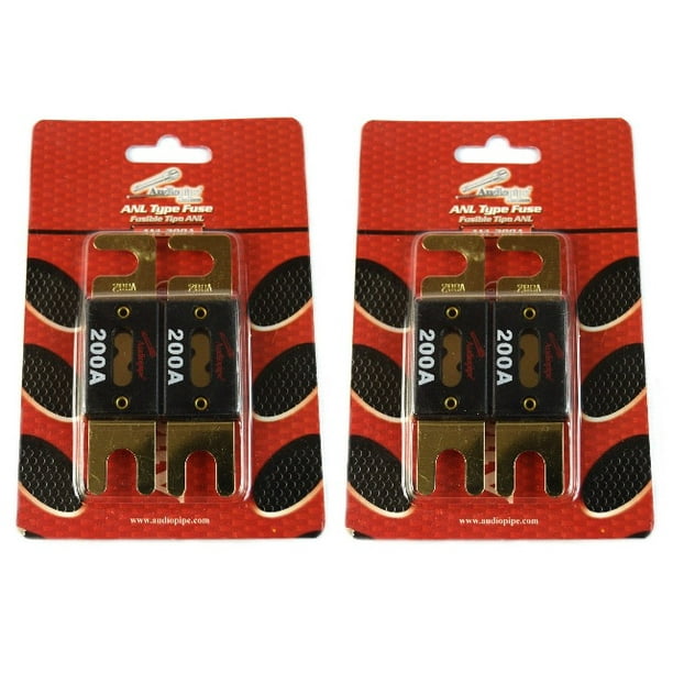 200 Amp ANL Fuses Gold Plated AudioPipe Blister Pack 4 Fuses Car Audio