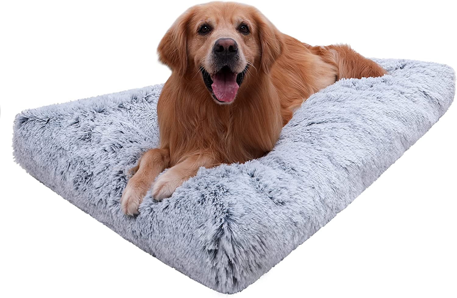 Deluxe Plush Dog Beds for Large Dogs Cats Washable Anti-Slip Pads Medium  38''×26'' Gray