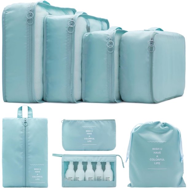 Bolsas Organizadoras de Viaje 8pcs, Organizadores de Maletas de Viaje, Organizador de Equipaje Impermeable, Kit de Organizador Viaje Multiusos para Ropa Zapatos Cosméticos