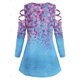 thumbnail image 3 of Tallas grandes con cremallera en V cuello floral escalera recortado frío hombro superior Rosegal Mangas largas de talla grande, 3 of 5