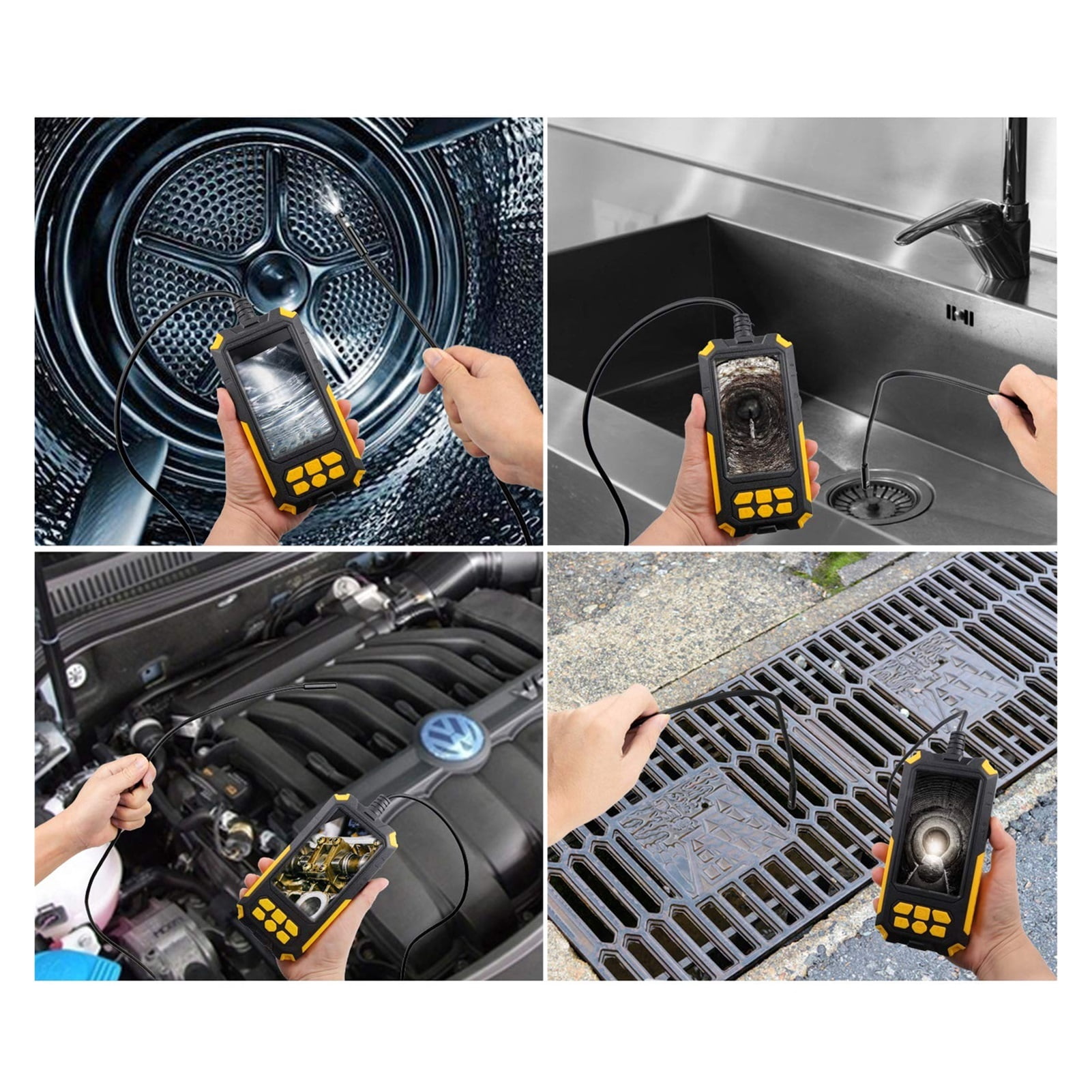 P50 Dual Lens Endoscope Camera 1080P HD 4.5 "IPS Screen 9 LED Lights IP68 Waterproof Snake Camera Sewer Plumbing Tools ,Various Applicable