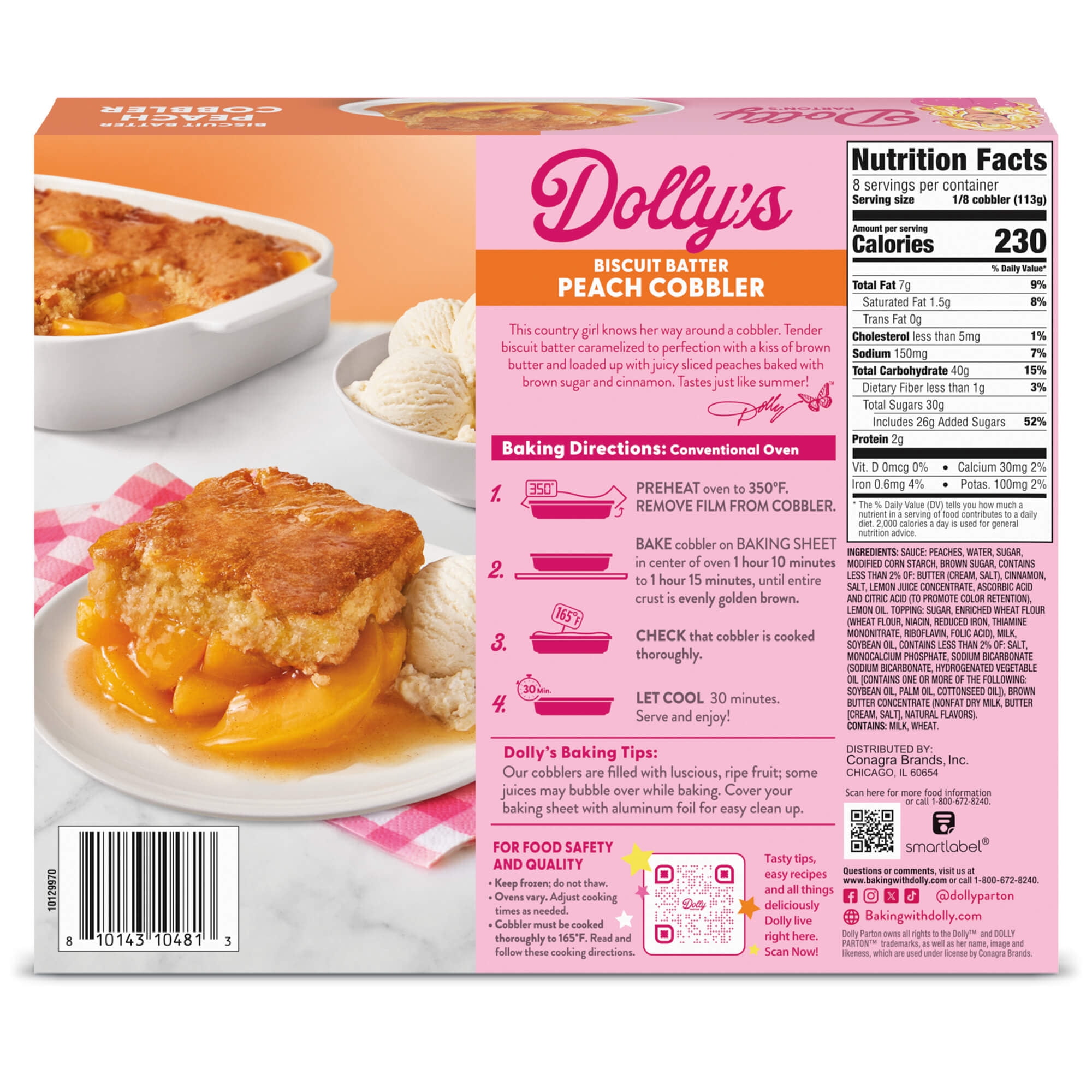 Dolly Parton's Biscuit Batter Peach Cobbler Family Size Frozen Dessert, 32 oz. (frozen)