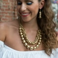 thumbnail image 4 of Luxurious Gold Tone Beaded Statement Necklace with Woven Chain Design Jewelry Necklace Gold, 4 of 7