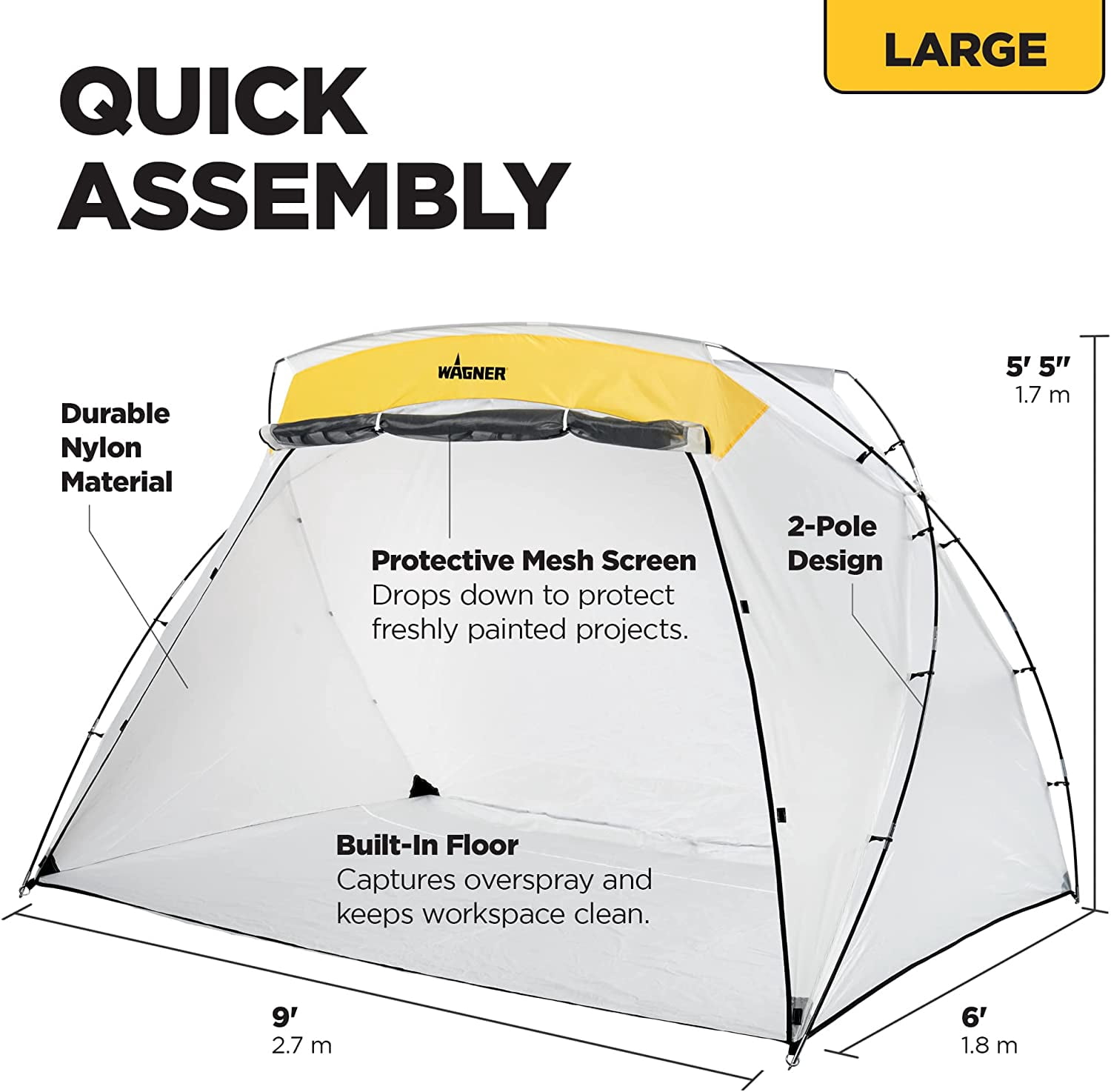 Wagner Large Spray Shelter C900038 Portable Paint Booth for DIY Spray Painting, Hobby Paint Booth Tool Painting Station, Spray Paint Tent