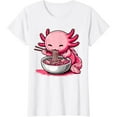 thumbnail image 3 of Anime Kawaii Axolotl Eating Ramen Noodles Kids Teen Girl Boy T-Shirt, 3 of 7