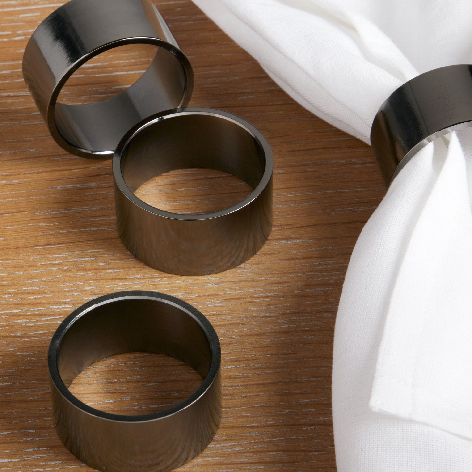 (2 pack) Mainstays Gunmetal Silver Metal Napkin Rings, 4 Count