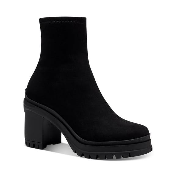 BAR III Womens Black 1" Platform Comfort Fallun Round Toe Block Heel Zip-Up Booties 8 M