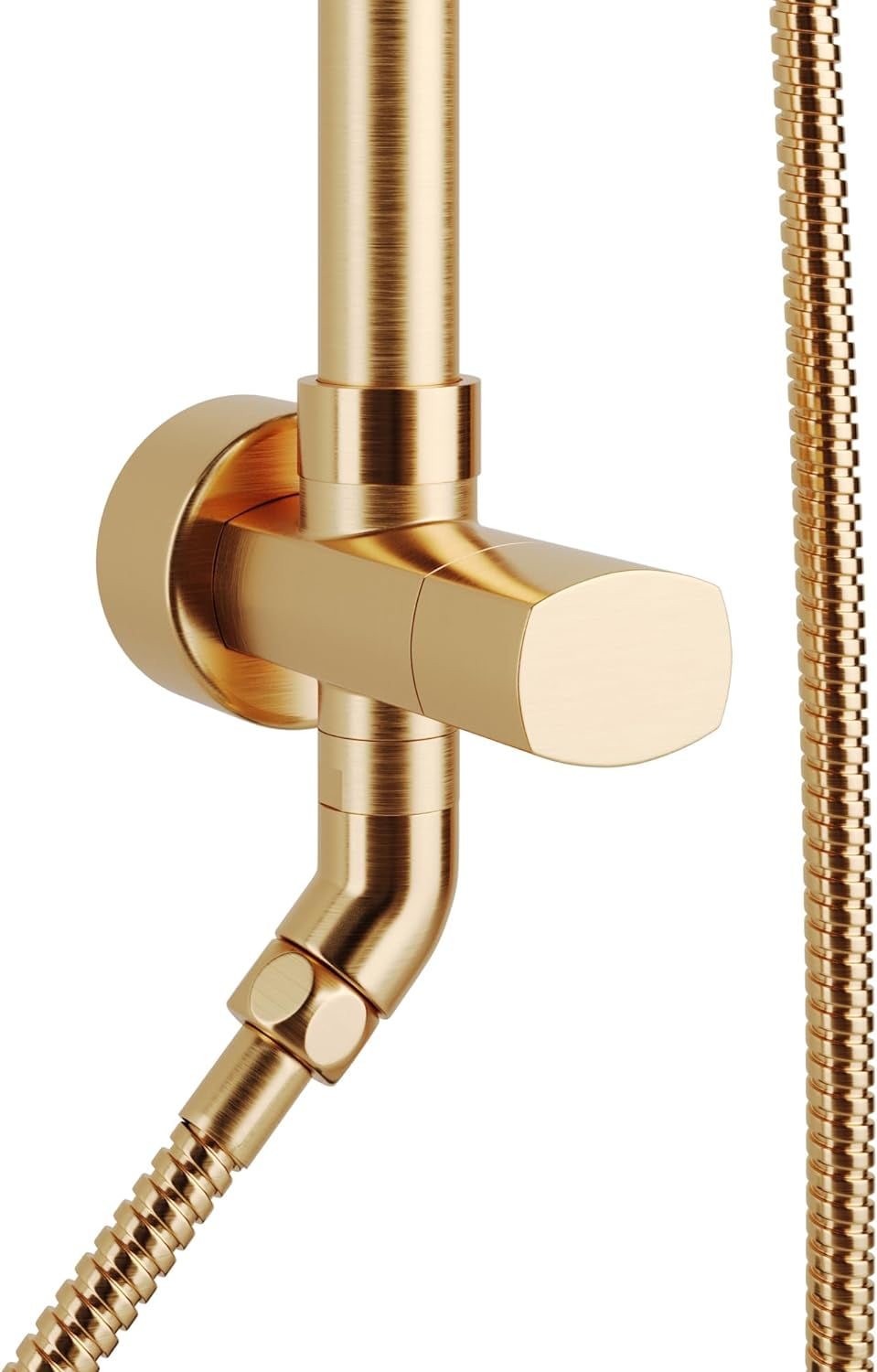 Kauai III 8-in Rain Showerhead Shower System with Slide Bar and Integrated Soap Dish Brushed Gold 1.8 GPM