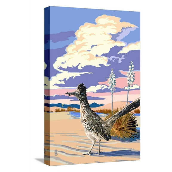 Art.com Roadrunner Scene Stretched Canvas Print Wall Art by Lantern Press, 12" x 18"