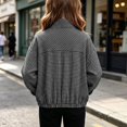 thumbnail image 2 of Teen Kids Girls Gingham Plaid Jacket Long Sleeve Zip Up Lightweight Windproof Classic Outerwear 12-13 Years, 2 of 7