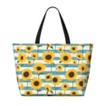thumbnail image 2 of Easygdp White Blue Striped Sunflower Bolsa de Viaje de Playa de Gran Capacidad, Bolsa Tote Perfecta para la Playa, Escapadas de Fin de Semana y Viajes, 2 of 7