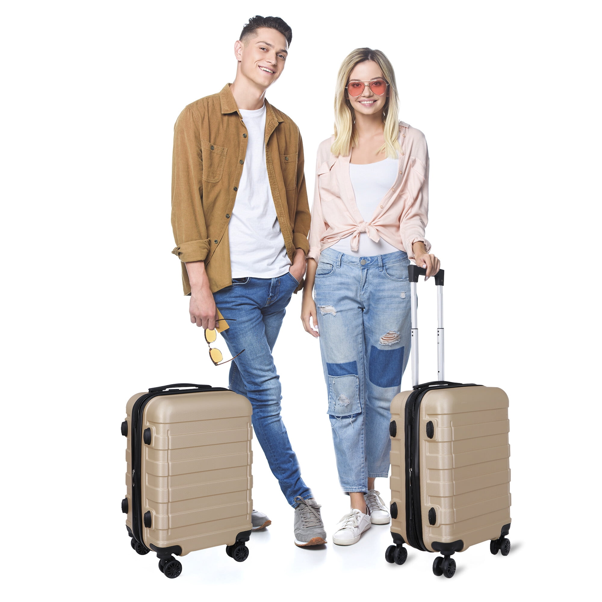 ZENY 21" Expandable ABS Luggage Suitcase Trolley, Champagne