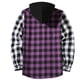 thumbnail image 2 of Blusa de manga larga con capucha para hombre, estilo informal, a cuadros, con botones y capucha, de poliéster, 2 of 4
