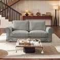 thumbnail image 3 of Vorthio 81.9" Oversized Loveseat Cloud Couch, Deep Wide Seat Slipcovered Sofa with Rolled Arms, Washable Fabric, Grey, 3 of 9