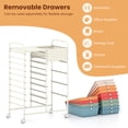 thumbnail image 3 of 14-Drawer Rolling Storage Cart with Metal Tabletop and Pegboard, Scrapbook Paper Office School Organizer,Macaron, 3 of 8