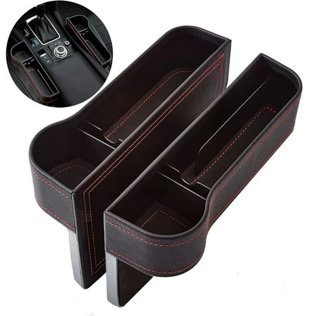 Car Seat Gap Filler Organizer, Kvago 2Pcs Multifunctional Car Seat Organizer, PU Leather Auto Console Side Storage Box with Cup Holder for Drink, Car Organizer Front Seat for Holding Phone, Sunglasses