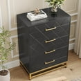 thumbnail image 5 of NEILA Black Elegant 4-Drawer Wood Dresser – Stylish Storage Chest with Wide Drawers and Gold Handles for Bedroom, Living Room, and Hallway, 5 of 8