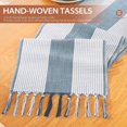 thumbnail image 4 of GHSDFBB Rustic Farmhouse Table Runner 72 Iches Long Burlap Style 13\u201cx72", Handmade Braided Table Runner with Tassels for Dining Party Holiday(Steelblue), 4 of 6