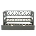 thumbnail image 4 of Solid Wood Daybed with Trundle and X-Shaped Back, Multi-Function Twin Size Bed Frame with Slats Support in Gray, 4 of 8