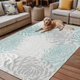 thumbnail image 3 of Outdoor Rug 4x6 Feet, Aqua White Entryway Rugs Floor Mats, Washable Runner Rug Non Slip, Abstract Grey Chrysanthemum Flower Floral Indoor Outside Rugs for Patios/Porch/Camping, 3 of 9