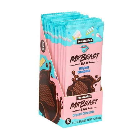 Feastables MrBeast Original Chocolate Bars, 2.1 oz (60g), 10 Pack