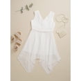 thumbnail image 5 of Hansber Junior Bridesmaid Dress Wedding Flower Girls Chiffon Sleeveless V-neck Asymmetrical Summer Sundress White 14, 5 of 7