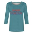 thumbnail image 3 of Baikeli Hauts d'Été pour Femmes Tendance Fête des Mères Hauts à Manches 3/4 pour Femmes Chandail d'Été Décontracté Col Rond Chemises Amples Blouses Imprimées de Lettres T-Shirts à Manches 3/4 pour Femmes, 3 of 5