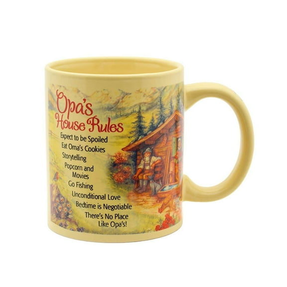 Oktoberfest Haus Ceramic Multicolor Coffee Mug – “Opa House Rules” Gift for Opa, 12 Oz