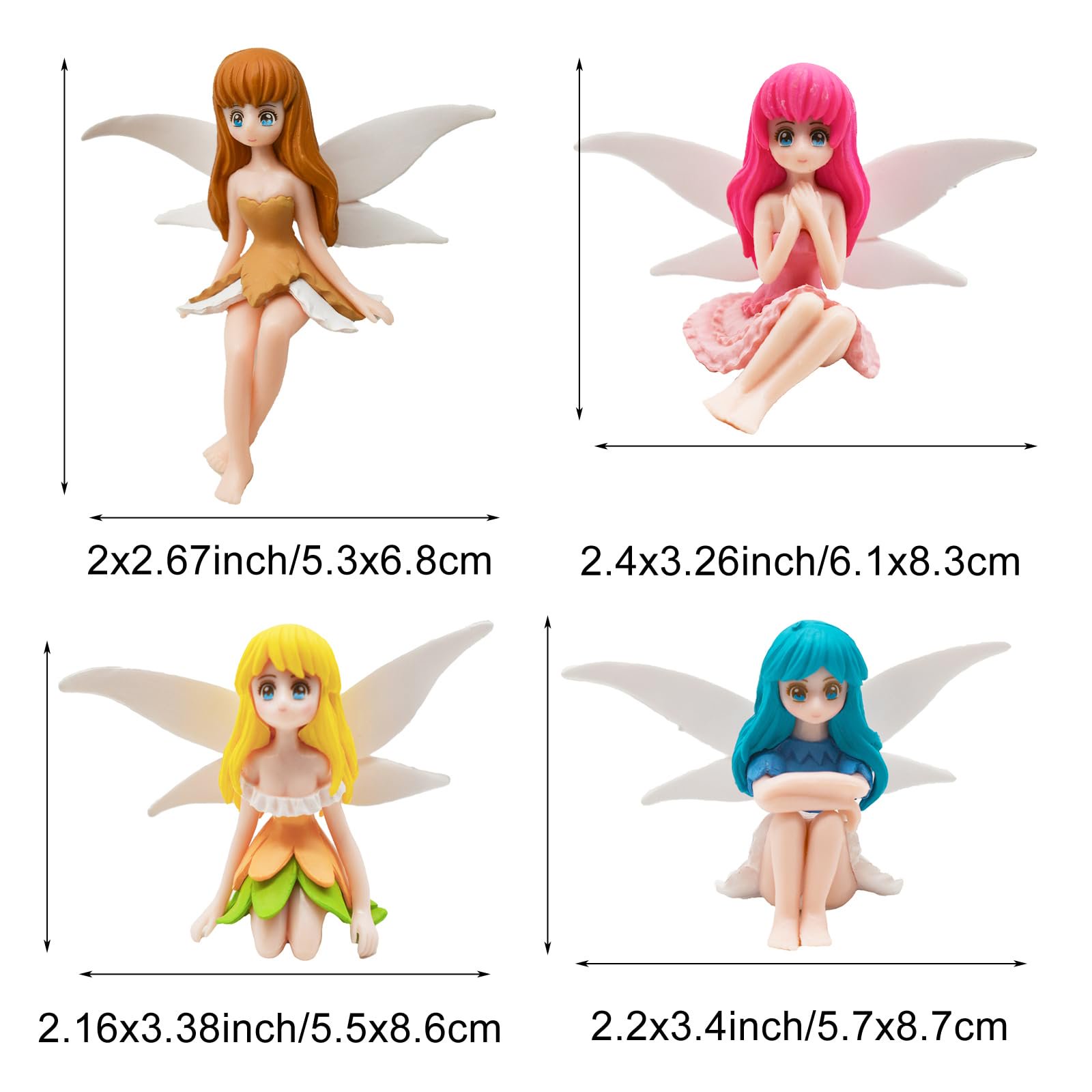 GFCAS-8Pcs Miniature Fairy Figurines Resin Flower Fairies Decorative Figures