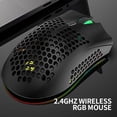 thumbnail image 3 of 2.4G Wireless Gaming Mouse Rechargeable Mouse with RGB Light Effect 3 Adjustable DPI Hollowed-out Honeycomb Design White, 3 of 8