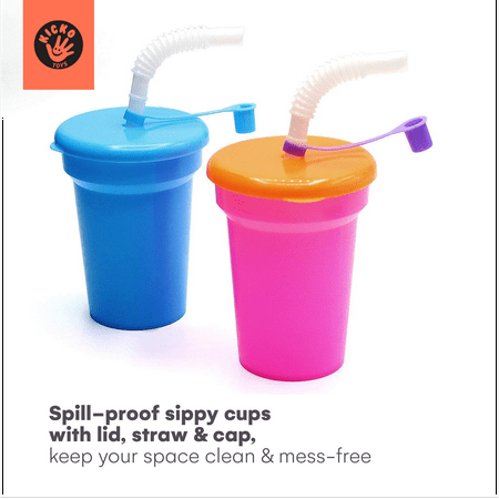Everything You Need | Kicko Neon Sipper Cups - 55 Inch Colorful Neon Cups | 1