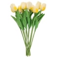 thumbnail image 2 of Real Touch Tulip Flowers 10Pcs Light Yellow Decorative Item Wedding Decor Housewarming Gift, 2 of 4