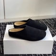 thumbnail image 2 of Nouvelles Pantoufles pour Femmes à Bout Fermé à Bout Rond Sabots en Suède Sandales Automne Nouvelles Rétro Couleur Unie Semelle Plate Chaussures Slingback pour Femmes tzw, 2 of 5