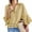 Yellow, variant on Turn-down Collar Women Casual Lace Hem Button Blouse 3/4 Sleeve Tops