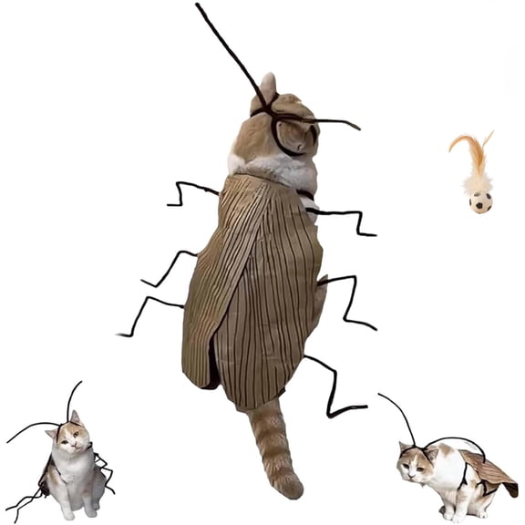 Cat Cockroach Clothing DIY Kit, Funny Cockroach Kitten Pet Cape Craft Set, Kitten Costume Accessories with Wings and Antenna, Cosplay Halloween Party Decoration for Cats and Small Dog(1Pc)