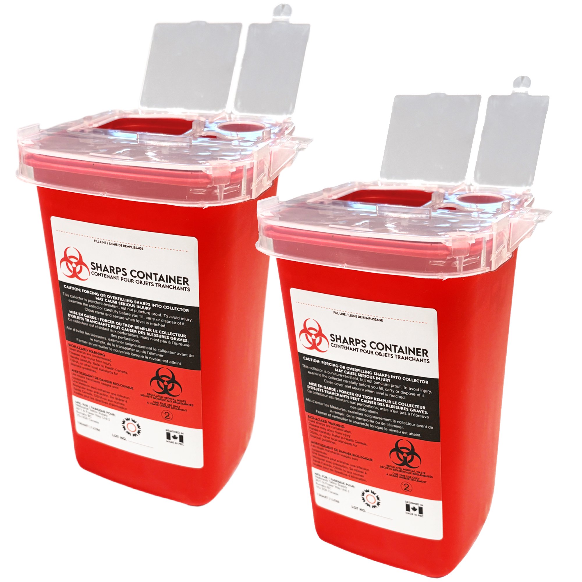 Sharps Container for Professional and Home Use - 1.06 Quart / 1 Liter Small Size Sharp Container Needle Disposal Containers for Needles Pack of 2
