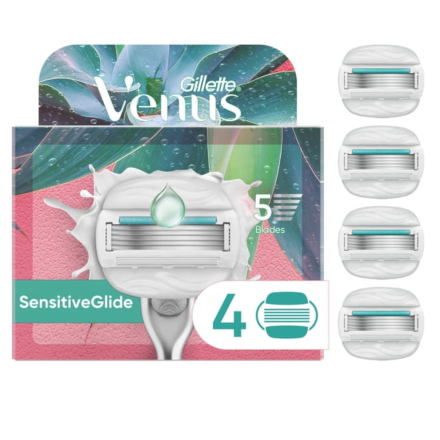 Venus SensitiveGlide Women’s Razor for Sensitive Skin, 4 Refill Razor Cartridges, Aloe Bloom Scented