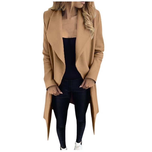Women Long Sleeve Hairy Open Front Short Cardigan Suit Jacket Solid Long Coat