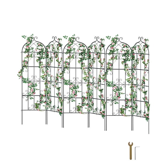VEVOR Garden Trellis for Climbing Plants, 71 x 20 in, 6 Packs Rustproof Metal Garden Flower Trellis, Outdoor Climbing Rose Trellis Cucumbers Support, Decorative Clematis Trellis for Courtyards Lawns
