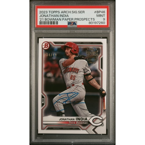 2023 Topps Archives Signature Jonathan India #BP46 Auto /49 PSA 9