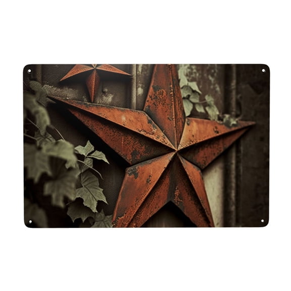 Vintage Rusty Stars Primitive Country Rustic Metal Tin Sign Garden Signs Kitchen Wall Art Decoration Home Decor 8X12Inch