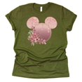 thumbnail image 2 of Women Teen Rose Gold Drip Mickey Ears with Flowers Shirt Unisex Floral Adult Ladies Boho Character Tshirt (Olive, XX Large), 2 of 7