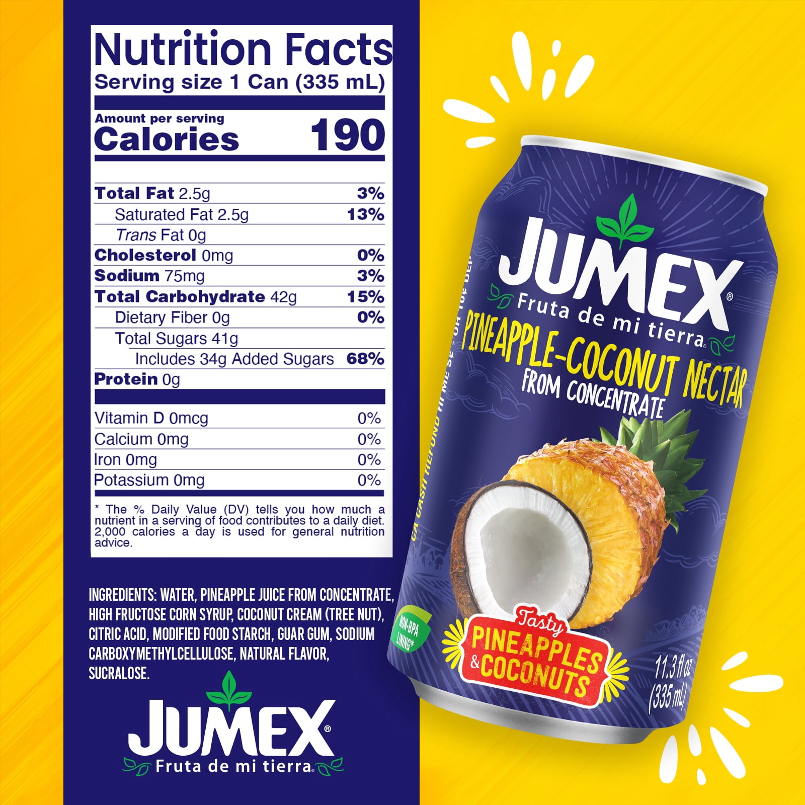 (12 pack) Jumex Pineapple Coconut Nectar Juice, 11.3 fl oz