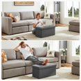 thumbnail image 4 of 30in Foldable Storage Ottoman Bench, Chest, End of Bed Foot Rest Stool with Padded Seat, Bedroom Bench for Living Room, Bedroom, Support 660lbs, Grey, 4 of 4