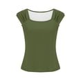 thumbnail image 6 of TKLPEHG Womens Tank Tops Square Neck Basic Shirt Loose Solid Color Fashion Lightweight Sleeveless T Shirt Casual Summer Clothes Comfy Blouses (Army Green,XXL), 6 of 7