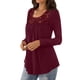 thumbnail image 4 of Blusas informales sueltas de manga larga para mujer, blusas plisadas con Panel de encaje Fridja  bvmnju2502, 4 of 7